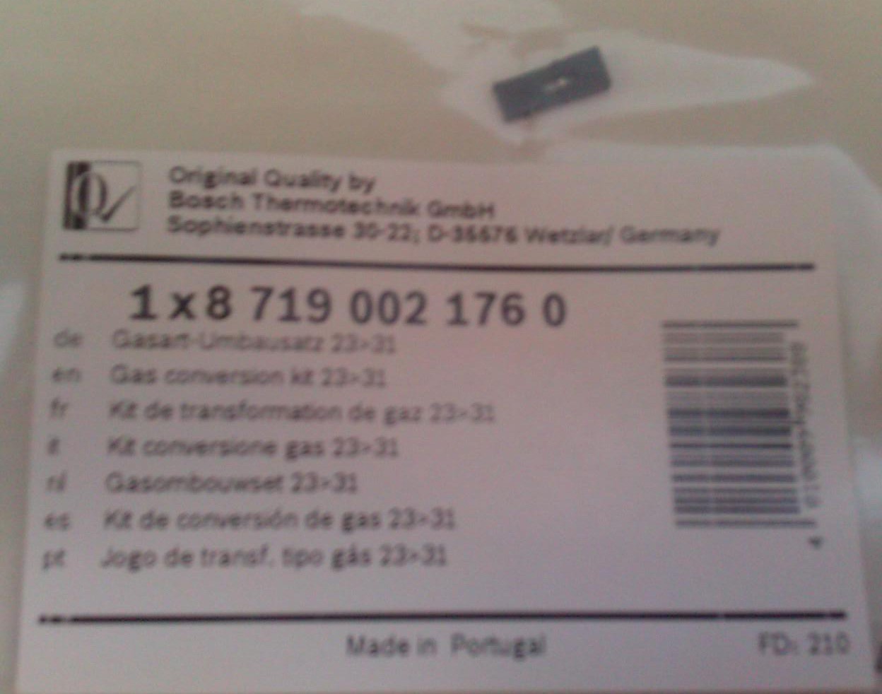 Bosch AquaStar Gas Conversion Kit (8719002176)